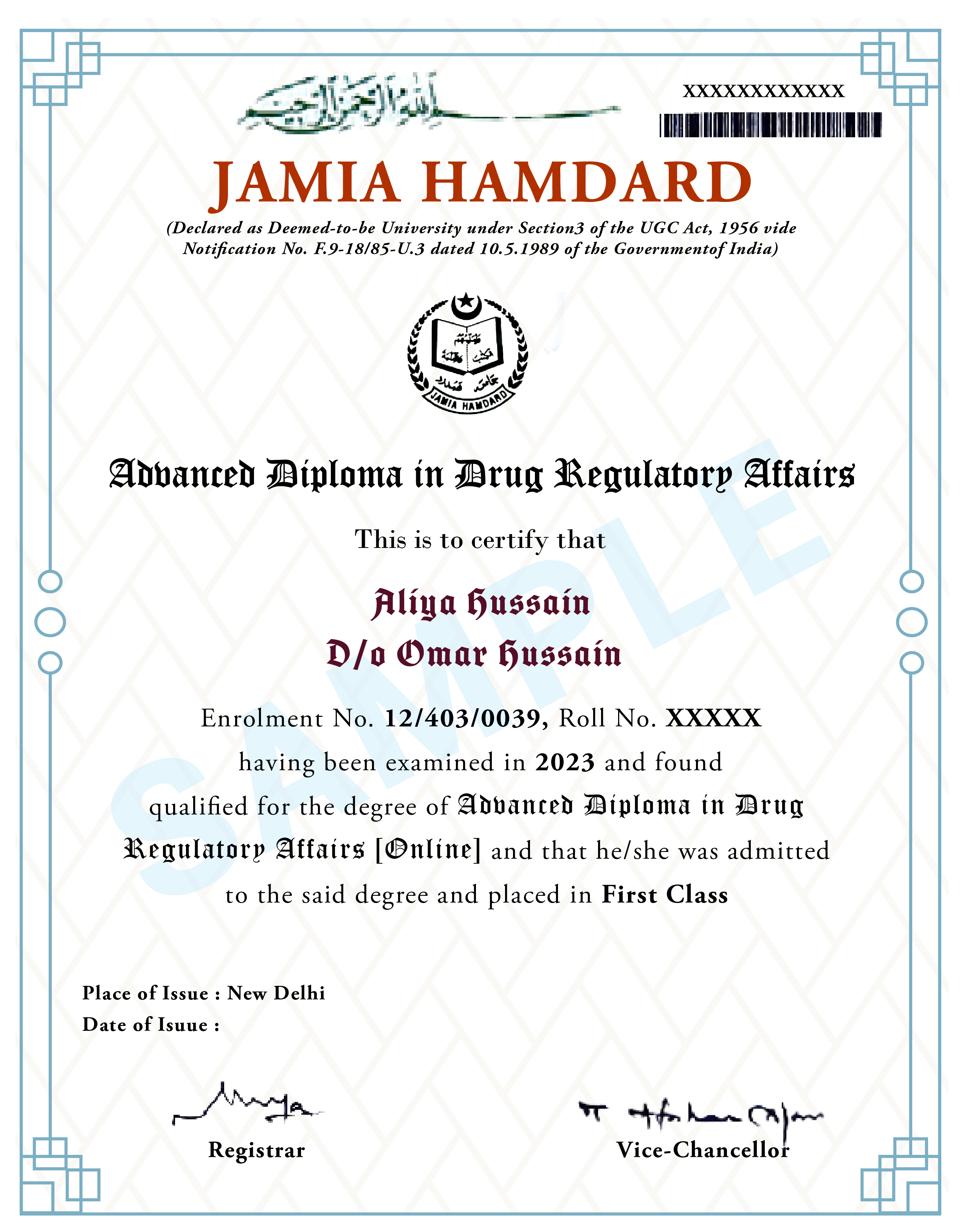 Advanced Diploma in Drug Regulatory
                        Affairs course